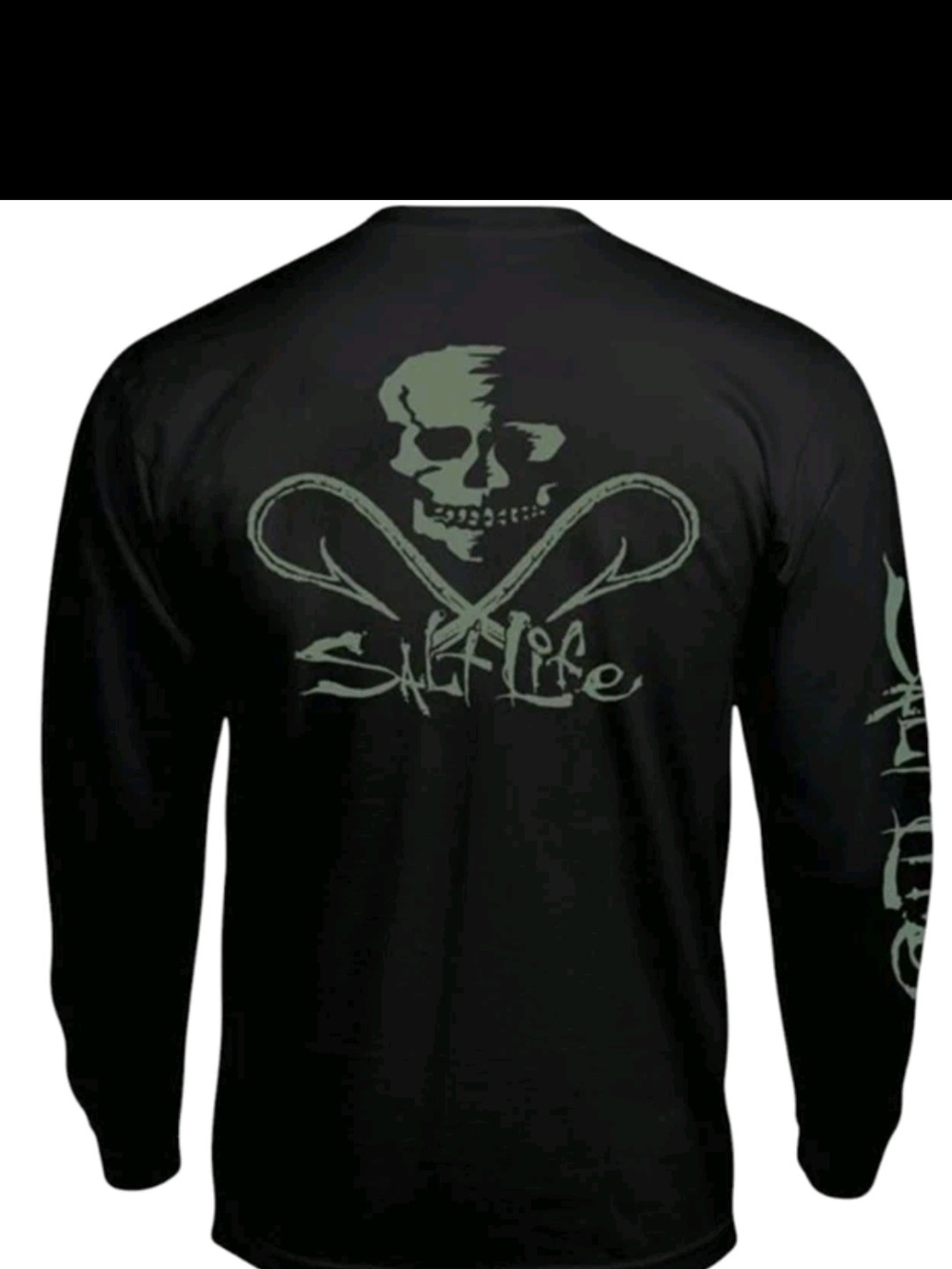 Salt Life Black Long Sleeve Tee Skull And Hooks